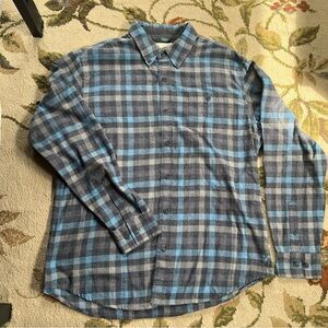 Weatherproof Vintage Mens Flannel Shirt Plaid Button Up Casual L/G